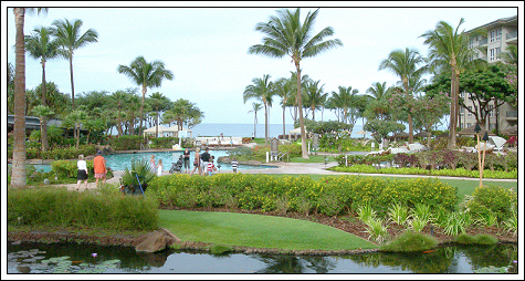 Facing the ocean from the lobby